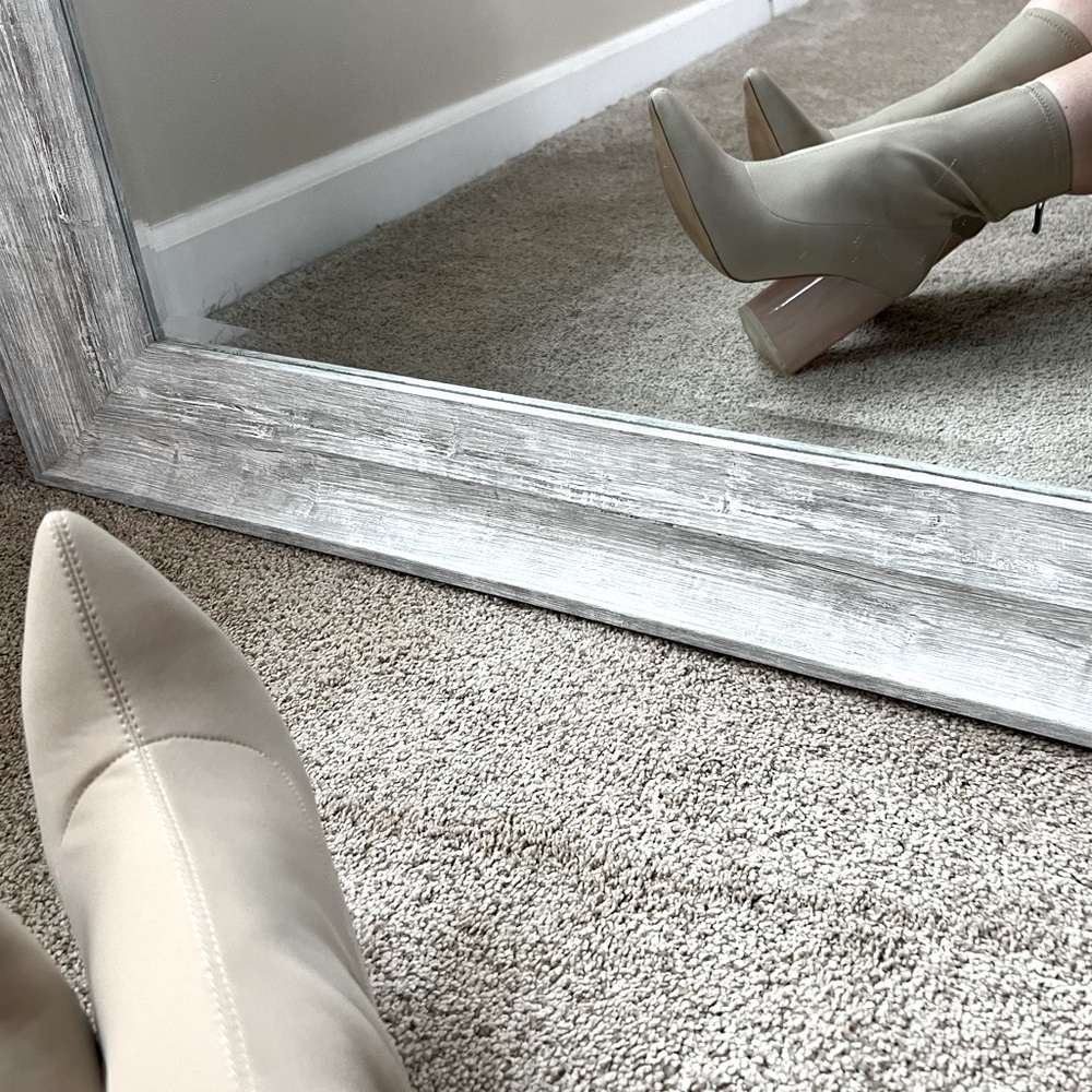 Pretty Little Thing  
Nude Round Clear Heel Sock Boot Size 8 Worn Once